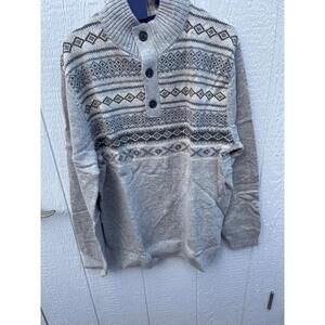 ALAN FLUSSER Men’s Gray 1/4 Button Cotton Pullover Sweater Size XL NWT XXL